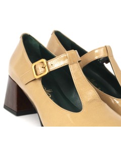 Le Gazzelle Decollette Mary Jane Tacco Medio Naplak Cammello