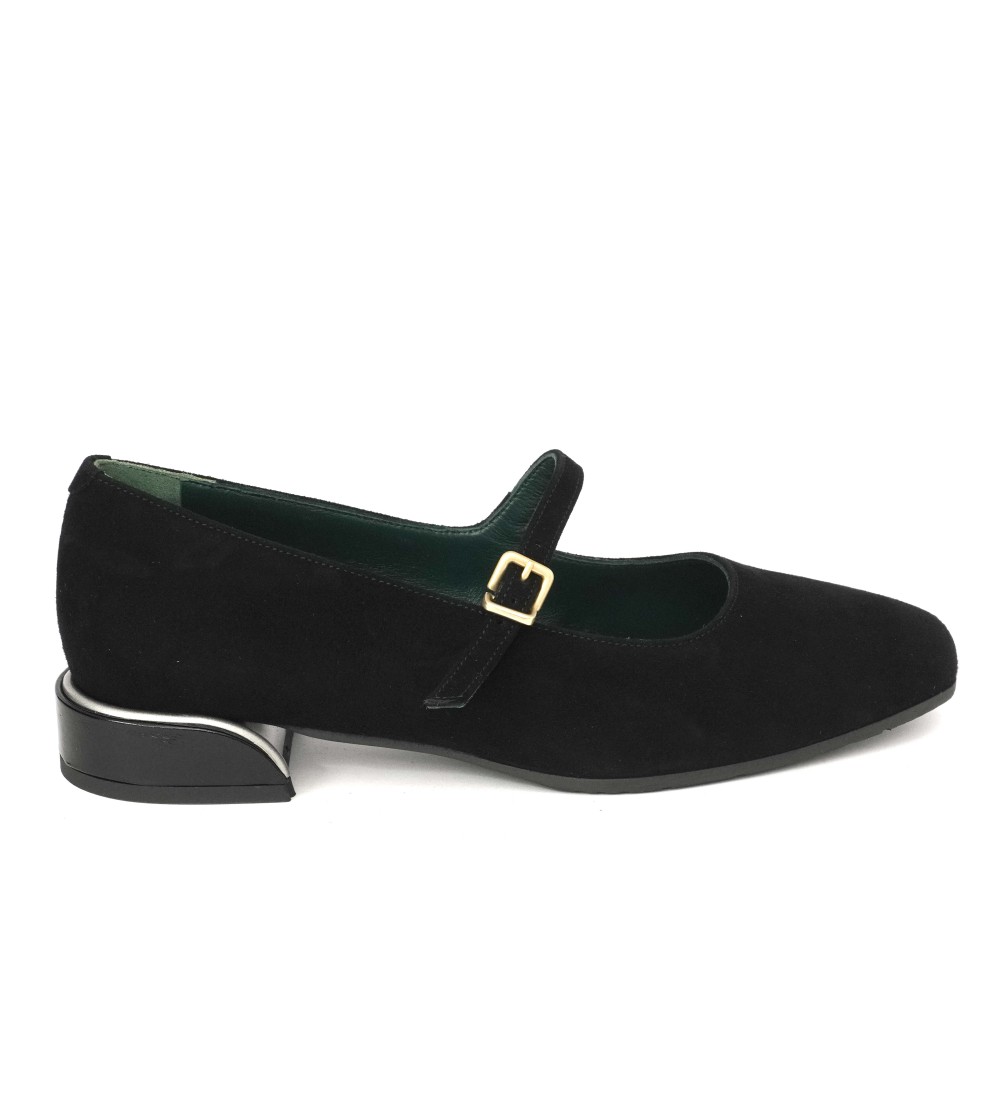 Le Gazzelle Ballerine Bebè Tacco Medio Camoscio Nero