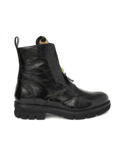 Le Gazzelle Anfibio Zip Centrale Linguetta Animalier Naplak Nero