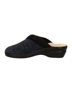 Valleverde Ciabatta Comfort Tessuto Elastic Glitter Nero