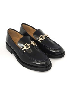 Luca Grossi Mocassino Vaschetta Morsetto Oro Vernice Lux Blu Notte