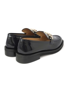 Luca Grossi Mocassino Vaschetta Morsetto Oro Vernice Lux Blu Notte