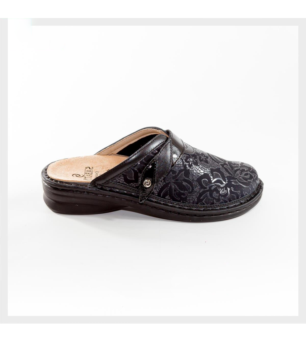 Sabatini Ciabatta Plantare Estraibile Velcro Tessuto Elastic Nero