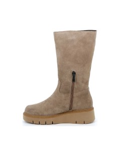 Grunland Stivale Polpaccio Morbido Zip Camoscio Tortora