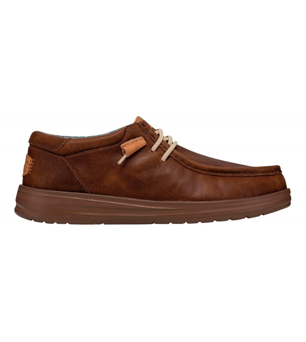Hey Dude Slipon Uomo Wally Grip Leather Tutto Pelle Marrone