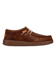 Hey Dude Slipon Uomo Wally Grip Leather Tutto Pelle Marrone