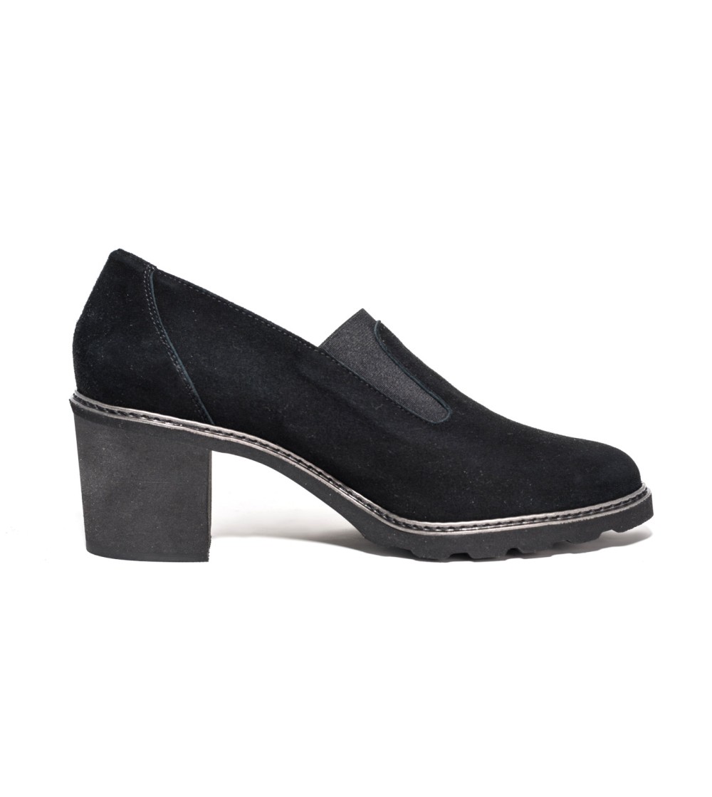 F.lli Tomasi Mocassino Tacco con Elastico Camoscio Nero