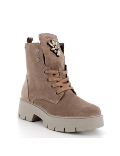 IGI &Co Tronchetti Anfibio Tacco Medio Gioiello Camoscio Fango