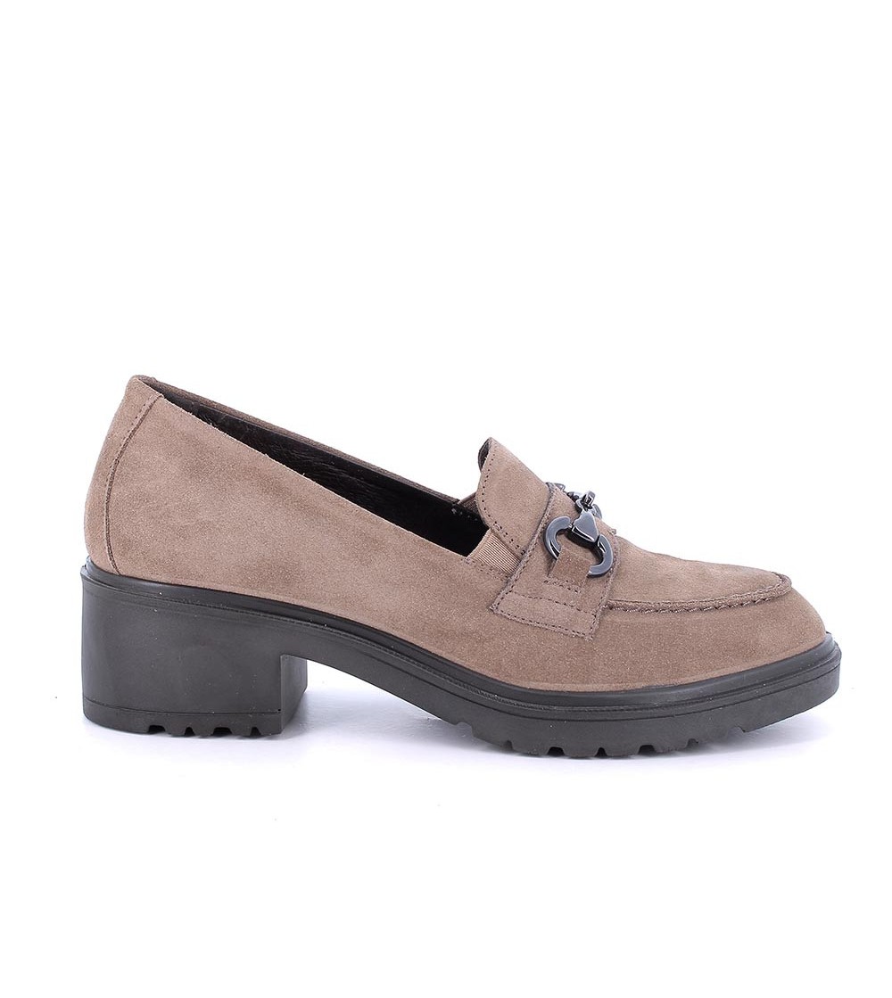 IGI &Co Mocassino Tacco Medio Morsetto Camoscio Fango