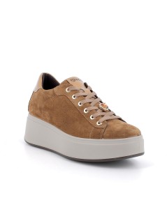 IGI &Co Sneakers Zeppa Platform Alto Gioiello Camoscio Cognac