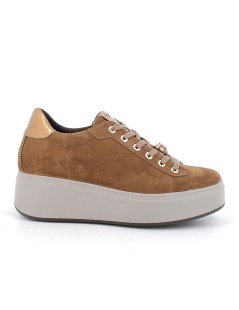 IGI &Co Sneakers Zeppa Platform Alto Gioiello Camoscio Cognac