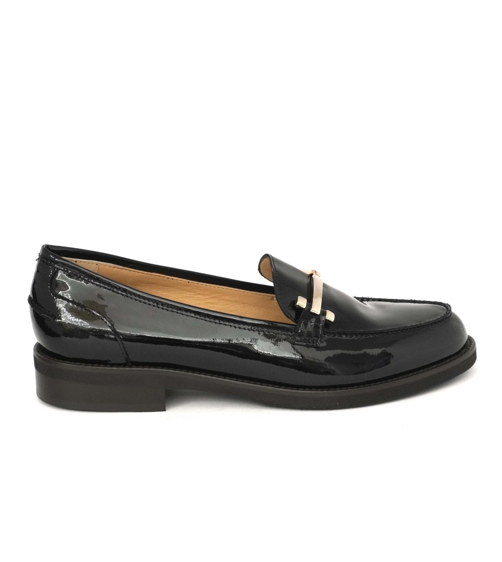 Luca Grossi Mocassino Slim Morsetto Linear Vernice Lux Nero