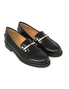 Luca Grossi Mocassino Slim Morsetto Linear Vernice Lux Nero