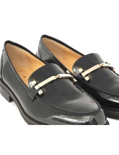 Luca Grossi Mocassino Slim Morsetto Linear Vernice Lux Nero