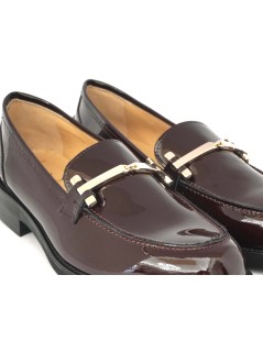 Luca Grossi Mocassino Slim Morsetto Linear Vernice Lux Bordeaux