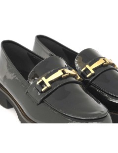 Luca Grossi Mocassino Slim Guardiolo Micro Carro Vernice Nero