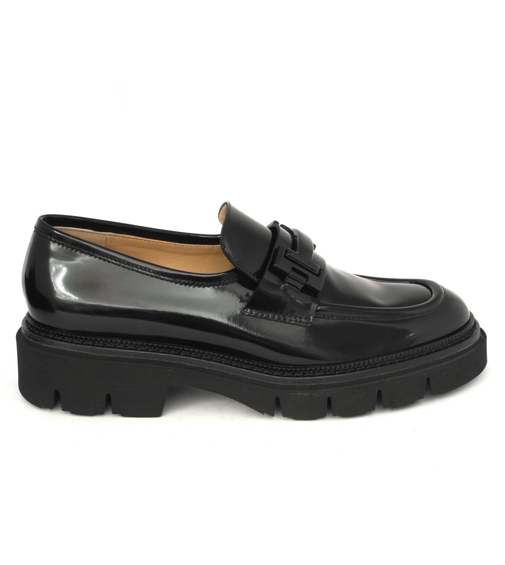 Luca Grossi Mocassino Fondo Carro Morsetto Spazzolato Nero