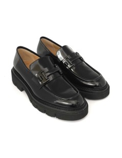 Luca Grossi Mocassino Fondo Carro Morsetto Spazzolato Nero