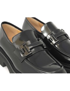 Luca Grossi Mocassino Fondo Carro Morsetto Spazzolato Nero