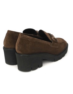 Luca Grossi Mocassino Tacco Medio Leggero Camoscio Testa di Moro