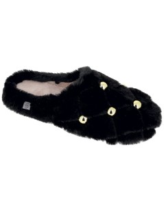 Sabatini Ciabattina Peluche con Borchie Plantare Estraibile Nero