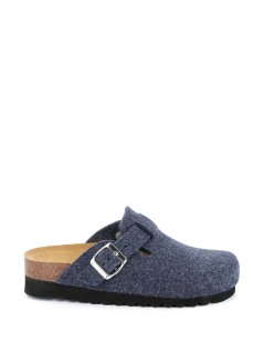 Grunland Ciabatta Bio Boston Alta Plantare Pelle Feltro Blu