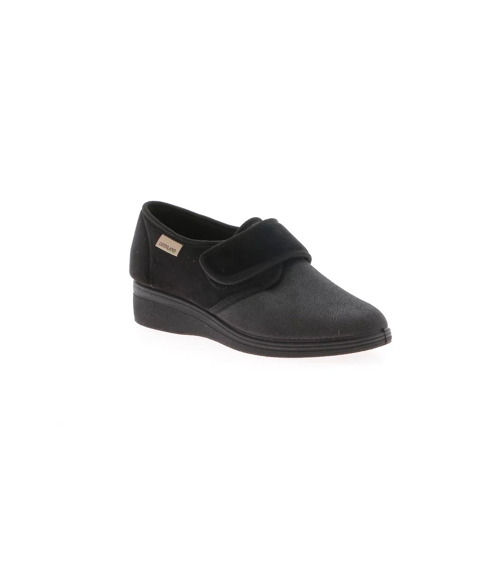 Grunland Pantofola Comfort Chiusa Velcro Elasticizzata Nero