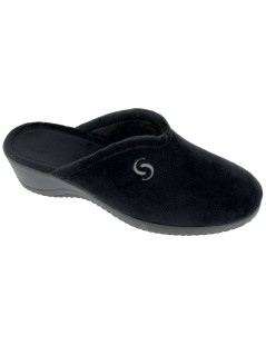 Sabatini Ciabatta Zeppa Media Morbido Velour Nero