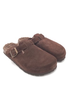 Grunland Ciabatta Uomo Boston Fodera Lana Camoscio Marrone