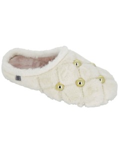 Sabatini Ciabattina Peluche con Borchie Plantare Estraibile Panna
