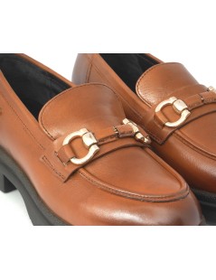 Donna Serena Mocassino College Fondo Medio Pelle Cuoio