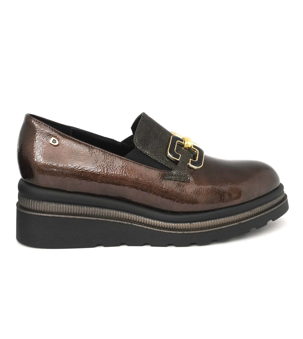 Donna Serena Mocassino Zeppa Accessorio Naplak Cuoio Bronzo