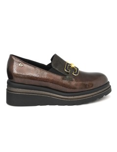 Donna Serena Mocassino Zeppa Accessorio Naplak Cuoio Bronzo