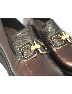 Donna Serena Mocassino Zeppa Accessorio Naplak Cuoio Bronzo