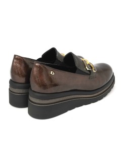 Donna Serena Mocassino Zeppa Accessorio Naplak Cuoio Bronzo