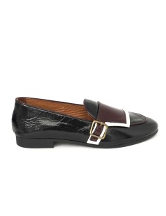 Holly Queen Mocassino Basso Monk Fibbia Naplak Nero Bordeaux