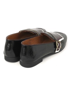 Holly Queen Mocassino Basso Monk Fibbia Naplak Nero Bordeaux