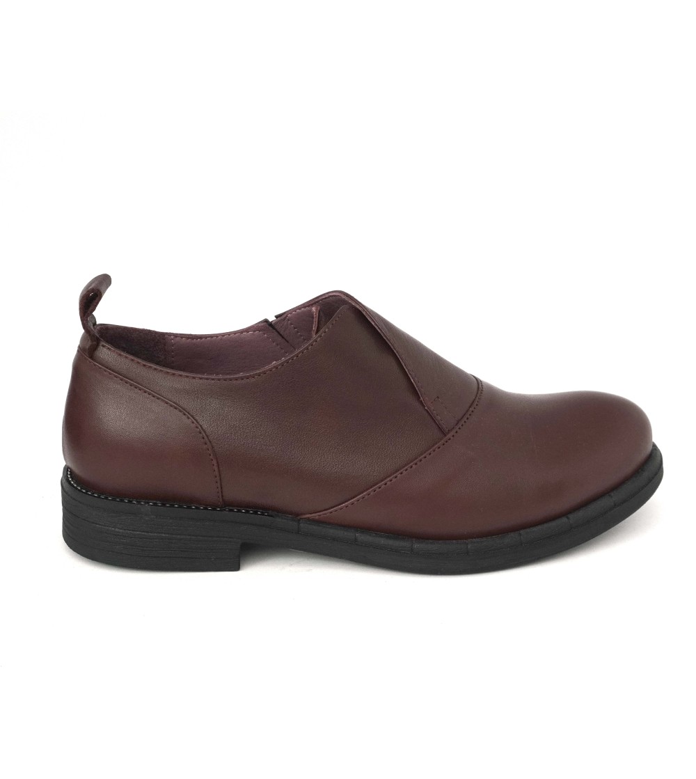 Bueno Slipon Francesina Donna Elastici Nappa Bordeaux