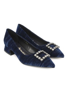 Luciano Barachini Mocassino Punta Gioiello Velluto Blu