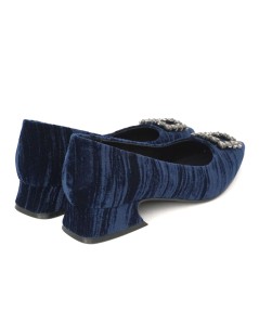 Luciano Barachini Mocassino Punta Gioiello Velluto Blu