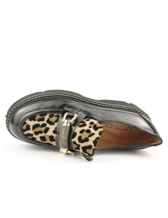 MOT-Clè Mocassino Vaschetta Animalier Nappa Nero Leopard