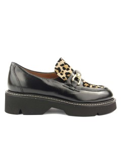 MOT-Clè Mocassino Vaschetta Animalier Nappa Nero Leopard