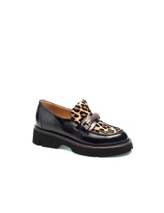 MOT-Clè Mocassino Vaschetta Animalier Nappa Nero Leopard