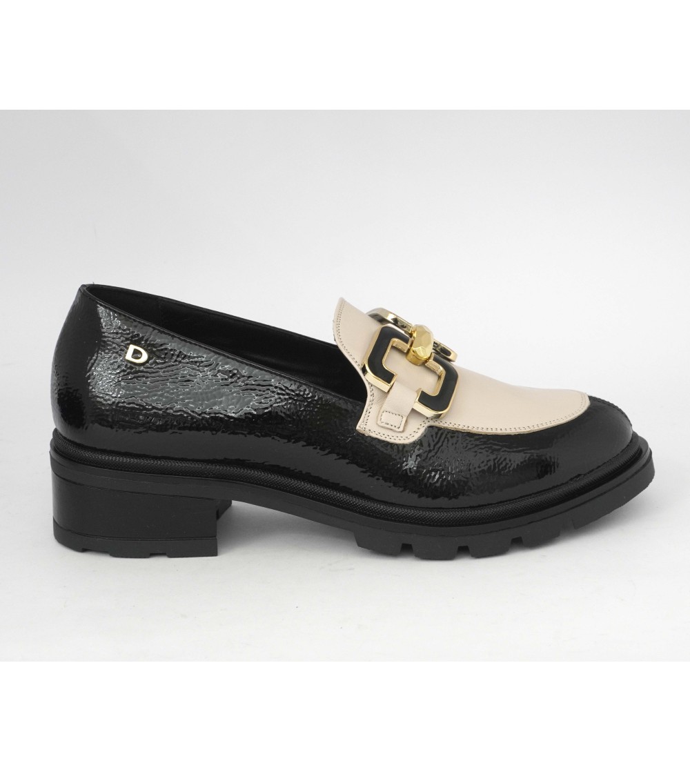 Donna Serena Mocassino Accessorio Naplak Nero Panna