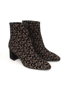 Brunate Tronchetto Tacco Medio Camoscio Optical Cioccolato Nero