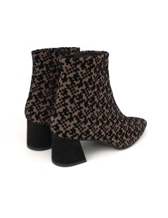 Brunate Tronchetto Tacco Medio Camoscio Optical Cioccolato Nero