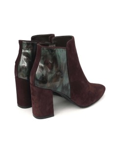 Brunate Tronchetto Punta Tacco Vernice Arcobaleno Camoscio Prugna