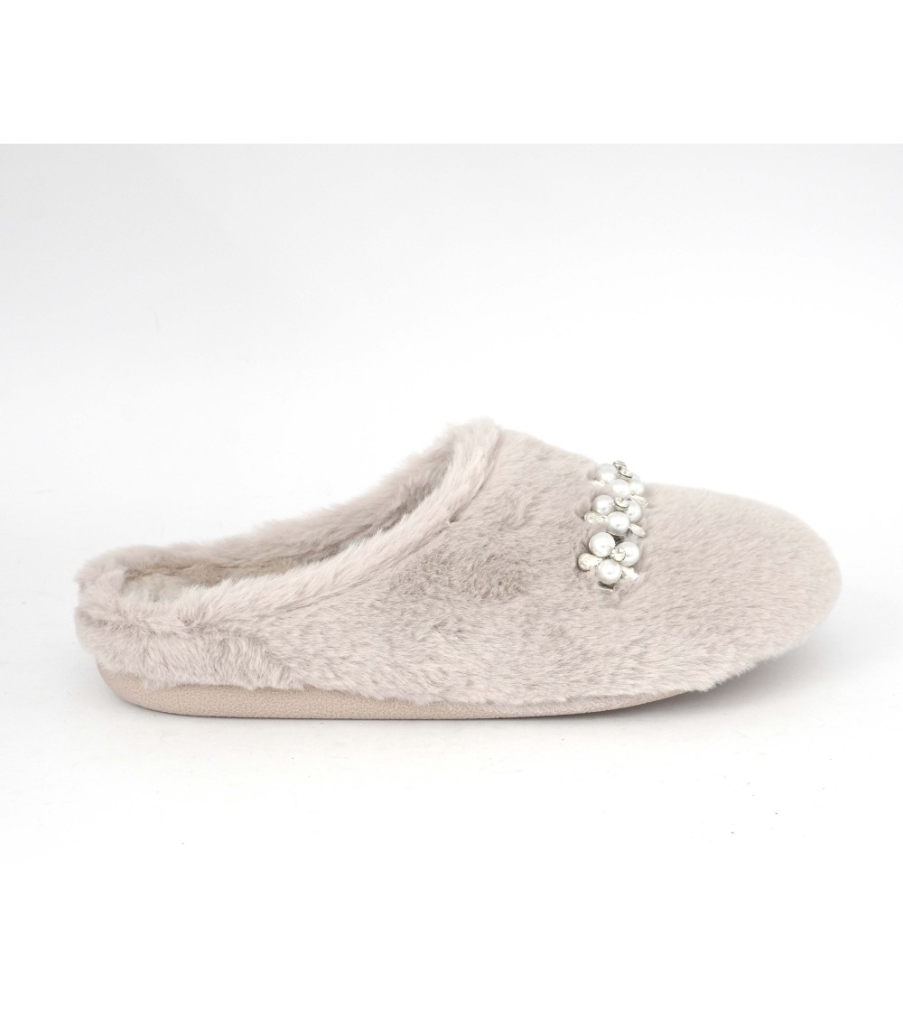 Grunland Ciabatta Teddy Peluche con Perle Malva