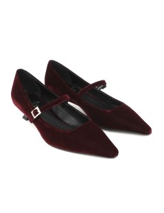 Chantal Decollette Punta Tacco Medio Strass Velluto Bordeaux