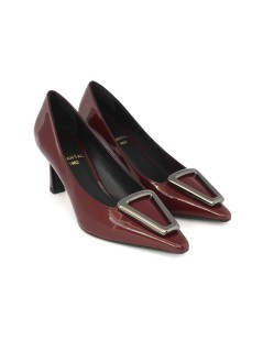 Chantal Decollette Punta con Accessorio Vernice Bordeaux